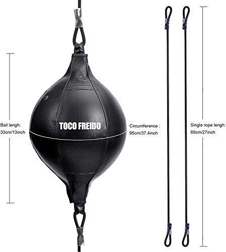 Toco Freido Pu Leather Boxing Ball, Mma Double End Punching Ball For Speed And Coordination Gym Mma Boxing Sports Punch Bag With Floor To Ceiling Rope Workout Training Gym Exercise Agility #TOP4