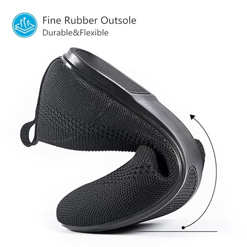 Image of Frank Mully Women's Ballet Flat Shoes Knit Dress Shoes Round Toe Slip On Ballerina Flats for Woman Low Wedge Comfort Soft