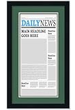 CountryArtHouse 11x22 Newspaper Frame - with Green and Silver Double Mat - Made to Display Newspapers Measuring 11x22 inches