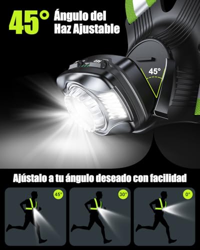 Babacom Luz Running, Luz Correr de 500 Lúmenes con Luces Trasera Roja de Alerta, Haz Ajustable 45° e IPX4 Impermeable,Chaleco Reflectante Recargable para Caminar/Ciclistismo Nocturno,4-20H de Duración - imagen 5