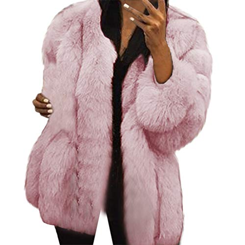 iYYVV Women Winter Warm Fashion Solid Jackets Short Stitching Button Faux Fur Coat