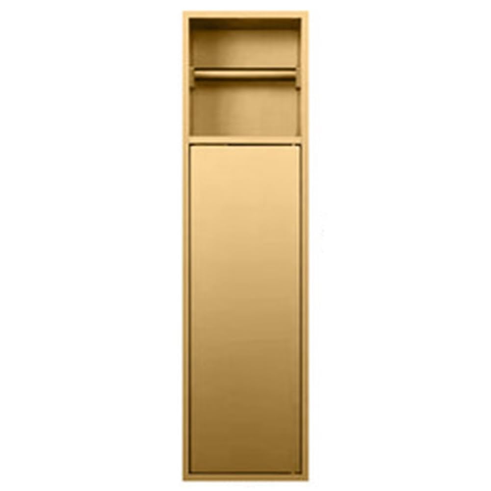 QUSYZD Stainless Steel Bathroom Niche, Embedded Toilet Roll Holder, Storage Rack for Toilet Brush Bathroom Hotel, Wall-Inserted Niche Recessed Shelf,Gold-16x12.5x,Gold-16x12.5x60cm/6.29x4.92x23.62in