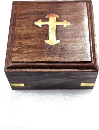 Brújula de latón vintage con caja de madera de palisandro miniatura 2