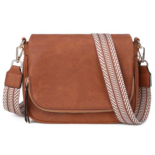 Image of Crossbody Bags for Women Small Pu Leather Over the Shoulder Purses and Flap Cross Body Handbags with Multi Pockets
