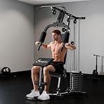 Soozier Home Gym Equipment Weight Training Machine, Multifunction Workout Machine with 143lbs Weight Stack for Full Body Workout and Strength Training