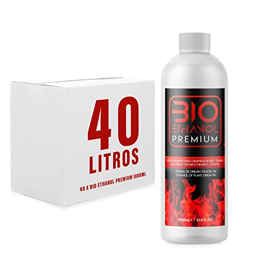 40 x 1 Litro Bioetanol Premium Transparente para chimeneas Cover
