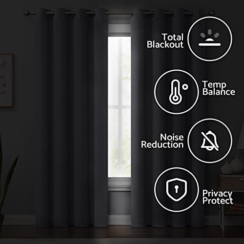 Melodieux 100% Blackout Curtains For Bedroom, Thermal Insulated Noise Reducing Linen Grommet Window Drapes For Living Room And Nursery, Grey, 50 X 96 Inch Length, 2 Panels #TOP3