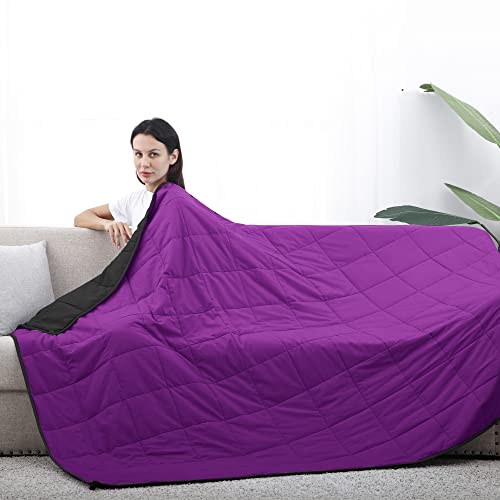 Joyching Weighted Blanket 10 Pounds For Adults Teens Twin Size, Reversible Cooling Soft Heavy Comforter With Premium Glass Beads (48X72In Black/Purple) #TOP3