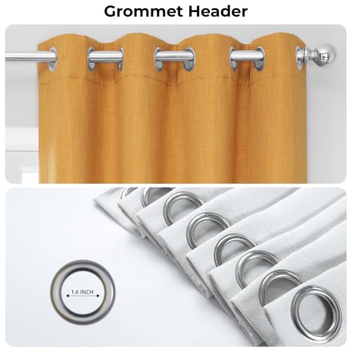 Image of HPD Half Price Drapes Grommet Linen Curtains 96 Inches Long Room Darkening Curtains for Bedroom & Living Room (1 Panel), 50W x 96L, Dandelion Gold