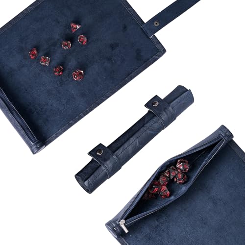 Cusdie 2 in 1 Dice Rolling Mat & Zippered Dice Holder Dice Tray