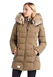  khujo Damen Mantel AMARAY Steppjacke Kapuze Kunstfell abnehmbar Strickkragen