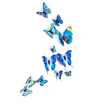 Rangoli 3D Magnet Butterfly Blue 12 pcs