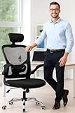 Cadeira de escritório ergonômica com apoio de cabeça – mesh resp