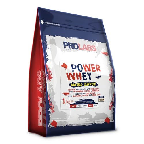 Prolabs Power Whey Amino Support – 1 Kg - Cookies&Cream - Proteine Del Siero Di Latte – Con Aminoacidi – Crescita Muscolare - Elevato Valore Biologico