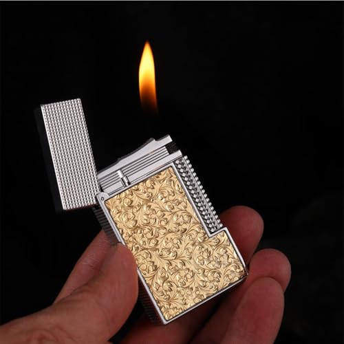 Encendedor con tapa abatible y relieve en latón miniatura 2