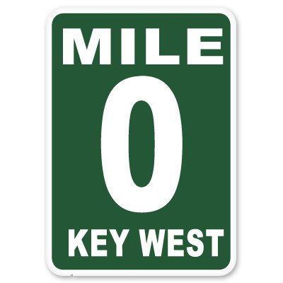 AK Wall Art Mile 0 Mile Marker Key West Vinyl Sticker - Select Size
