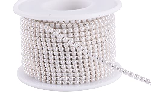 KAOYOO 10 Yards Rhinestone Cup Chain Trim,SS 08(2.5MM) Clear Crystal Diamond Claw Chain with Silver Brass Base,Sewing Craft Trim for Jewelry Making,Wedding Dress Decoration,and DIY Crafts by KAOYOO - Used condition - US$11.05