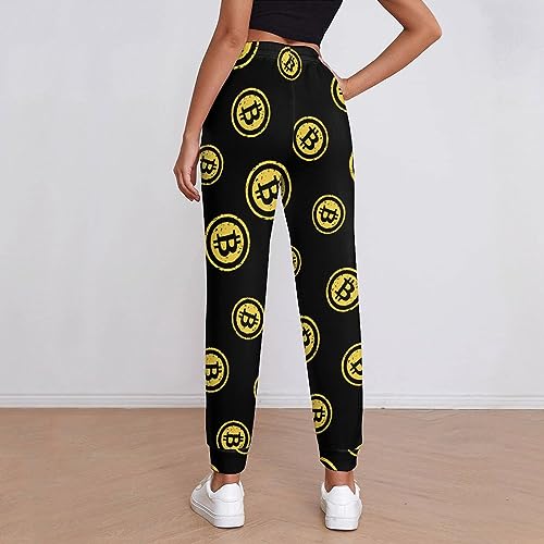 Bitcoin Logo Women's Pant Print Sweatpants Joggers Pants Sports Casual Trouser with Pockets - Image 4
