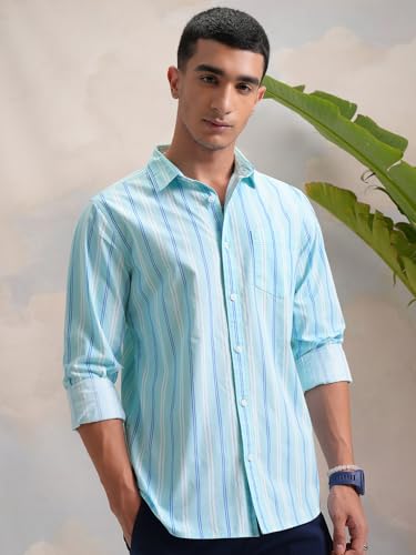 Image of Highlander Men's Slim Fit Striped Shirt | Full Sleeves | Everyday Wear Stylish Shirt for Men