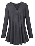 AMZ PLUS Women's Plus Size V-Neck Pleated Henley Tops Flowy Loose Blouse Casual Tunic Tee Shirt...