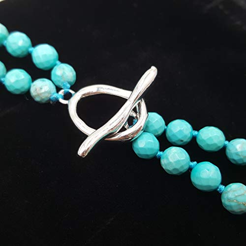 Lii Ji 26.5" 2 Rows Irregular Shape Blue Simulated Turquoise Howlite Statement Long Necklace #TOP2