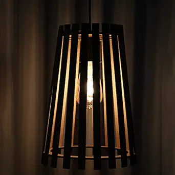 Allin Exporters Decorative Chandelier, Farmhouse Pendant Light Faux-Wood Hanging Ceiling Lamp with 1-Light Fixture for Home(Electric)