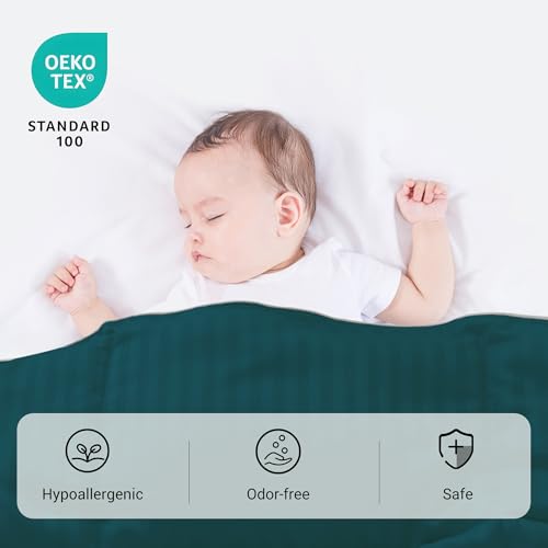 Image of ZPECC Toddler Down Alternative Comforter, 39x47 Hypoallergenic Baby Blanket Quilt, Soft Breathable Lightweight All Season Kids Duvet Insert for Crib Stroller Cot Daycare, Teal