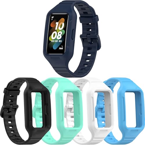 Huawei Band 10/9/8/7/6�p ���j�o�[�T���e�N�X�`���[�h�X�g���b�v �P�[�X�t���[���t�� 14�F 4�Z�b�g(�u���b�N+�z���C�g+�e3�F)�A�\�t�gTPE�f�ށA�t�B�b�g�l�X/�X�|�[�c�p�̃����s�[�X�����p�o���h(MIX-color2)