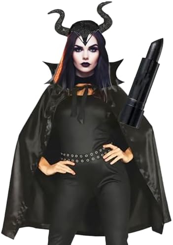 Kit Fantasia Malévola Festa Halloween: Capa Preta + Tiara Chifre ...