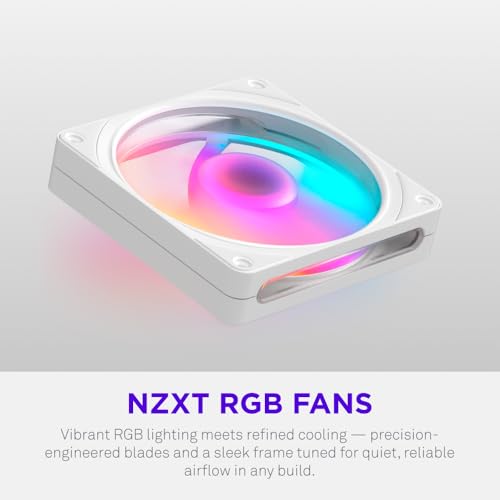 Image of NZXT F120 RGB - 120mm PWM RGB PC Case Fan, 8 LEDs - White