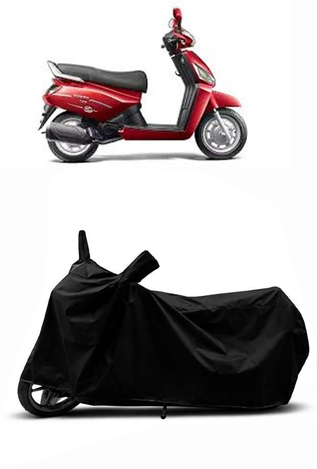 Image of Sheild Heavy Duty Waterproof Scooty & Bike Cover for Mahindra Gusto - UV Resistant, Dustproof & Rain Protection, All-Weather Outdoor Cover for Bikes & Scooty with Buckle Straps(Black)