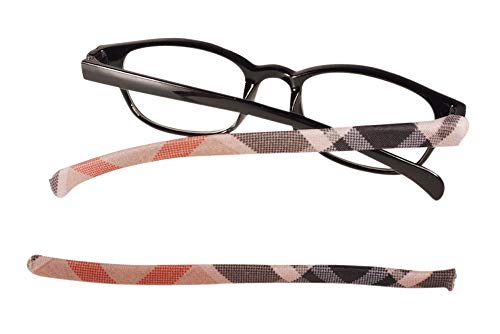 Soft Eyewear Temple Arm Cover Sleeves Add Colors & Designs Eyeglasses Sunglasses for Men, Women & Kids 2 Sizes (Tartan, Small)