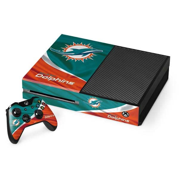 Skinit Decal Gaming Skin compatible with Xbox One Console and Controller Bundle - Officially Licensed NFL Miami Dolphins Design