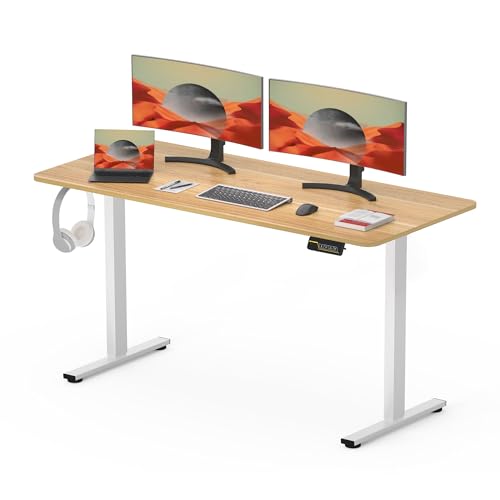 SANODESK QS+ 120 x 60 cm Escritorio Elevable Eléctrico con Tablero Escritorio Regulable en Altura Eléctrico Telescópico Bidireccional con Control de Memoria y Tecnología Anticolisión (Arce)