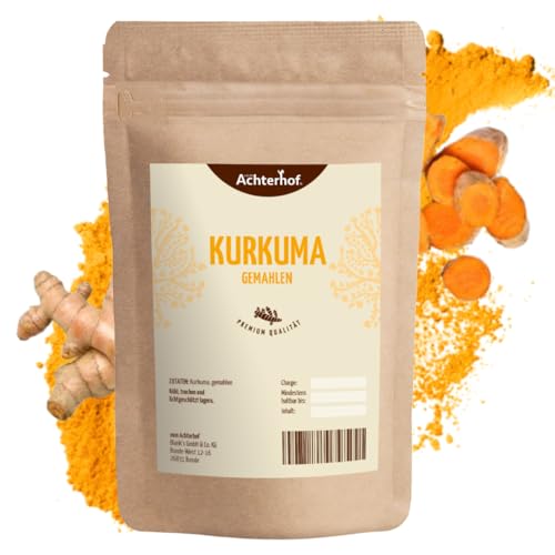 Kurkuma Pulver 1000g | Gelbwurz gemahlen | aromatisch würzig | Turmeric zum Würzen & Kochen | hochwertige Kurkumawurzel (Curcuma) gemahlen | schadstoffuntersuchte Spitzenqualität | vom Achterhof