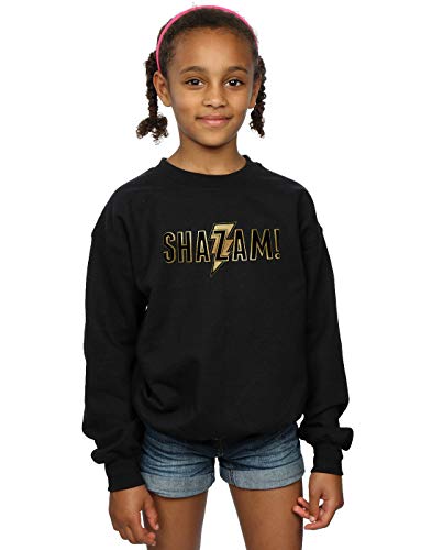 Image of Absolute Cult DC Comics Girls Shazam Text Logo Sweatshirt Black 7-8 Years
