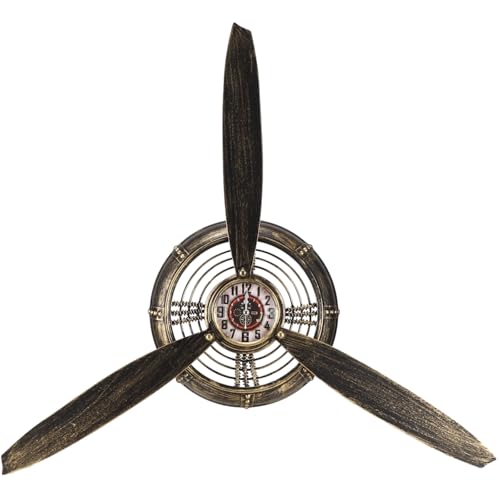 Toyosport Airplane Propeller Wall Clock, Vintage Aviation Wall Clock Propeller Design Hanging Art, Bronze Toyosport Airplane Propeller Wall Clock, Vintage Aviation Wall Clock Propeller Design Hanging Art, Bronze Industrial Iron Decorative Clock for Living Room Bar Cafe Office, Battery Operated