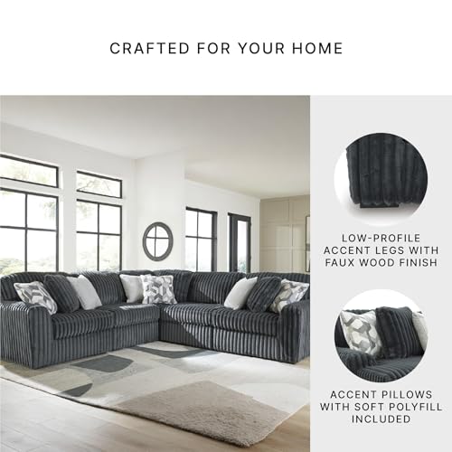 Image of Signature Design by Ashley 5-Piece L-Shaped Sectional Couch, Gunmetal