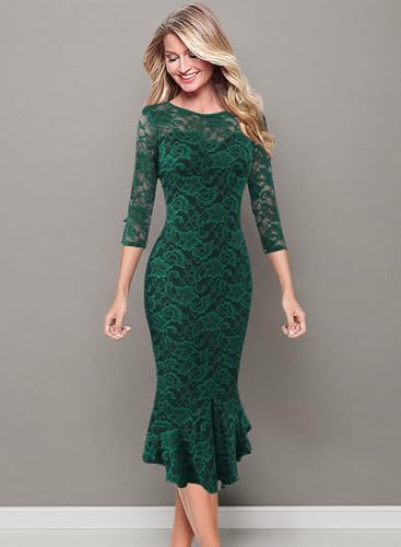 Image of VFSHOW Womens Vintage Elegant Cocktail Party Bodycon Pencil Mermaid Midi Mid-Calf Dress