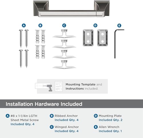 Image of Amerock Mulholland 8-13 /16 inch Brushed Nickel Pivoting Toilet Paper Holder | Decorative bathroom hardware in durable Zinc construction; mounting hardware included for easy installation