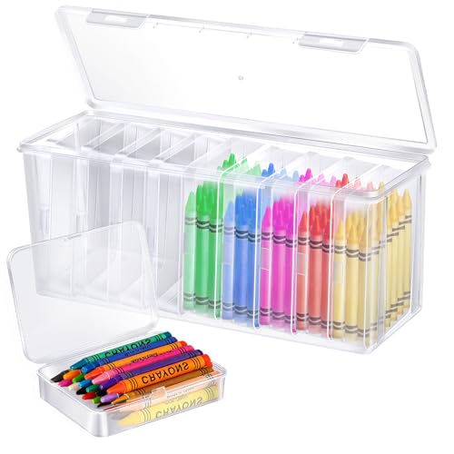 Dcocdeely 9 Pcs Crayon Box Mini Storage Containers with Lid 4.5x3.4 Inches Crayon Case Clear Rectangle Box for Crafts Jewelry Beads Office Supplies (9 Clear)