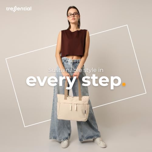 Image of Tressential Canvas Tote Bag, HandBag for Women, Multi-Pocket Design, Casual Style for Office & College