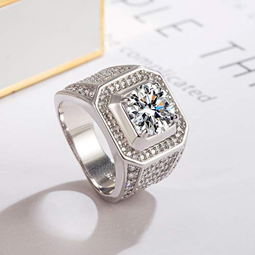 Dankadi Men's 925 Sterling Silver Ring-Square Cubic Zircon Inlaid-Classic Ring-Fashion Silver Jewelry-Party Accessories Gift 8-13# (10) - Image 8