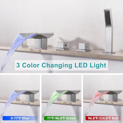 Robinet de baignoire cascade à LED avec douchette Dr Faucet chrome - 5
