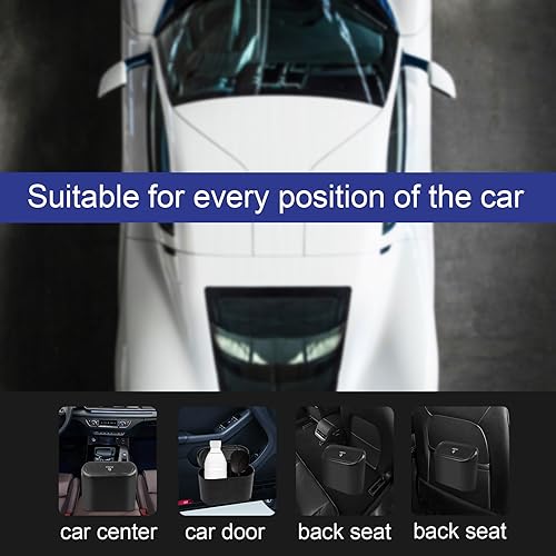 UKOFEW Auto Mülleimer, Multifunktional Kleiner Automülleinmer, Kleiner Automülleinmer mit Deckel, Auto-Mülleimer mit Deckel Hängende, für Autos, Zuhause, Büro, Küche (Schwarz)