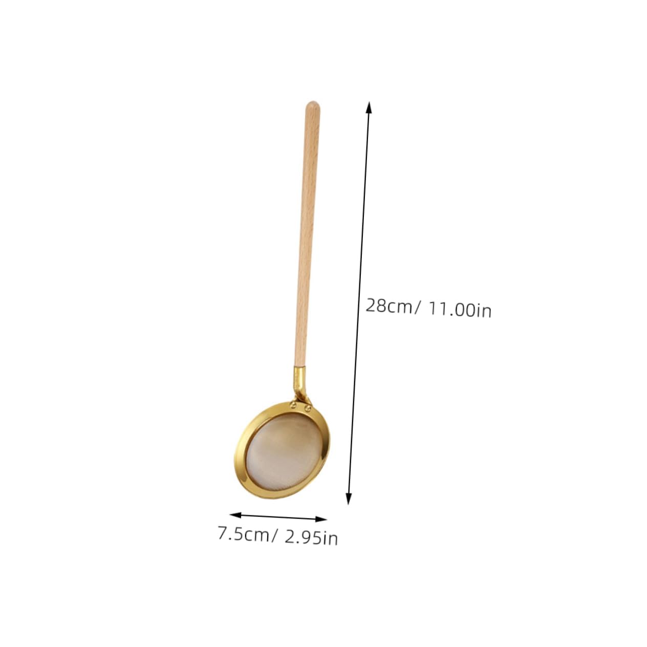 BESTYASH Versatile Stainless Steel Skimmer Ladle with Wooden Handle Efficient Fat Strainer for Hot Pot Cooking Draining Fine Mesh Design for Retaining Flavorful Broths and Sauces