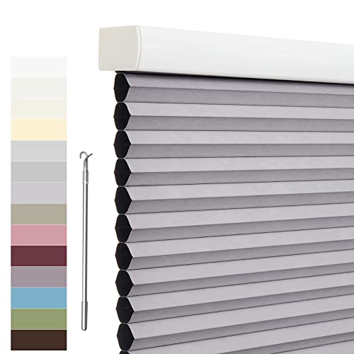Tonature Custom Size Cellular Roller Shades Blackout Window Blinds Cordless Shades UV Protection Waterproof Homeycomb Roller Window Shades for Home, Kitchen and French Doors Lilac