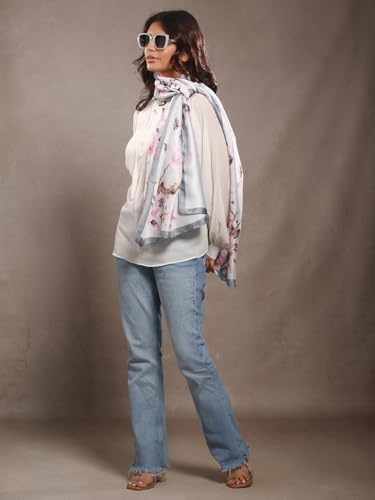 Image of Printed Poly Silken feel Scarf Stole for Women | Stylish, Soft, & Lightweight | Satin Feel Neck Scarf, Hair Scarf, Head Scarf for Women