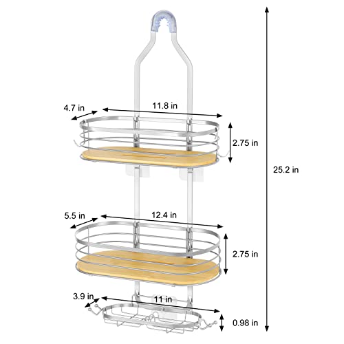 Eteli Shower Organizer Hanging Shower Caddy 3 Tier Over Shower Head Caddy Bathroom With Soap Holder And Hooks For Shampoo Conditioner Bath Sponge, Silver #TOP2