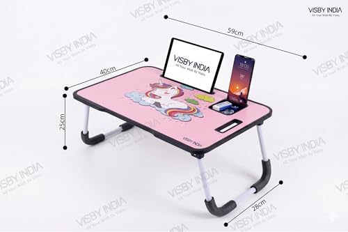 Image of SPHENI Smart Multipurpose Foldable Laptop Table with Cup Holder, Study Table, Bed Table, Breakfast Table, Foldable and Portable /Ergonomic & Rounded Edges /Non-Slip Legs (AUS UNICORN NEW)